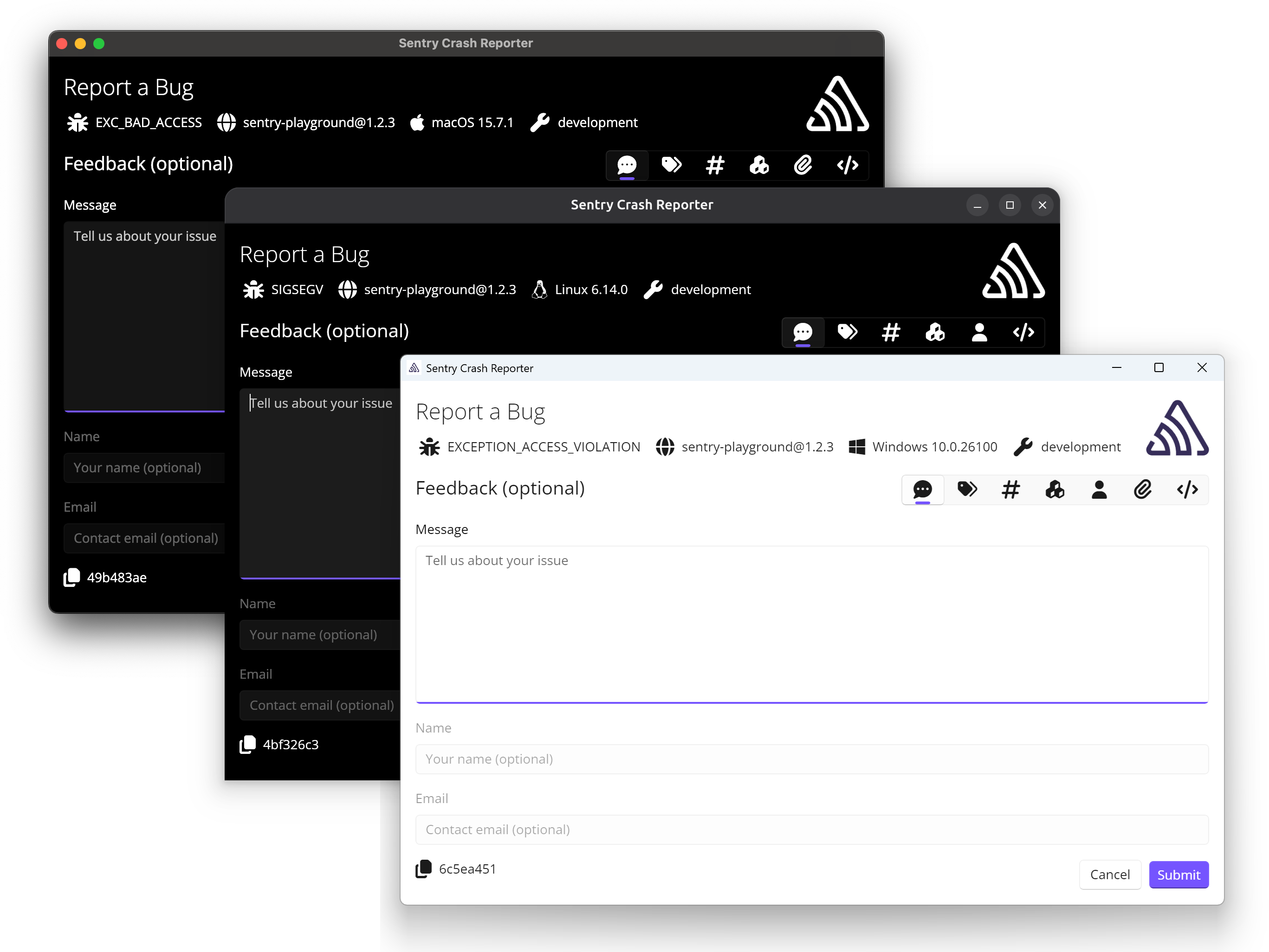 Sentry Desktop Crash Reporter