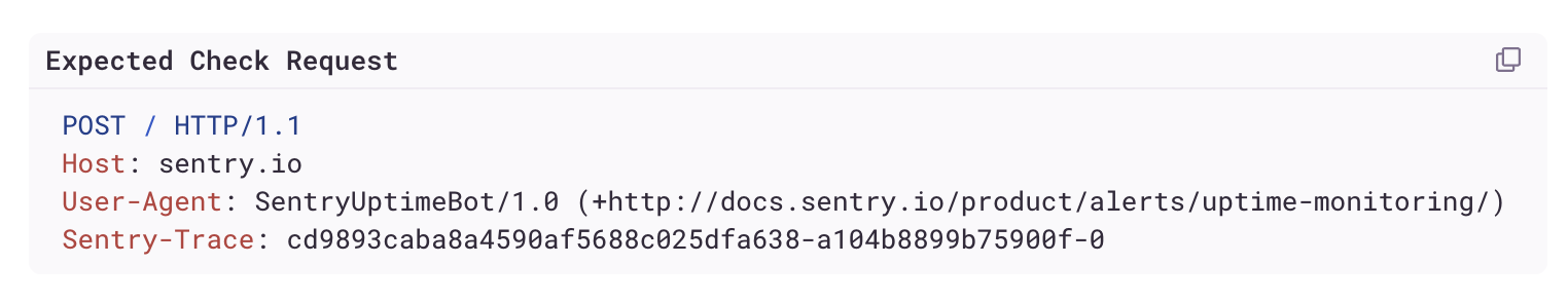 Uptime alert expected request